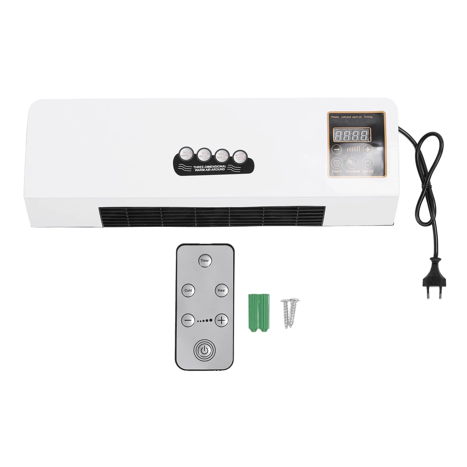 Condicionador de Ar Montado na Parede, Mini Móvel Portátil da Máquina do Calefator de Ar Montado na Parede para o Quarto (Plugue UE 220 V)