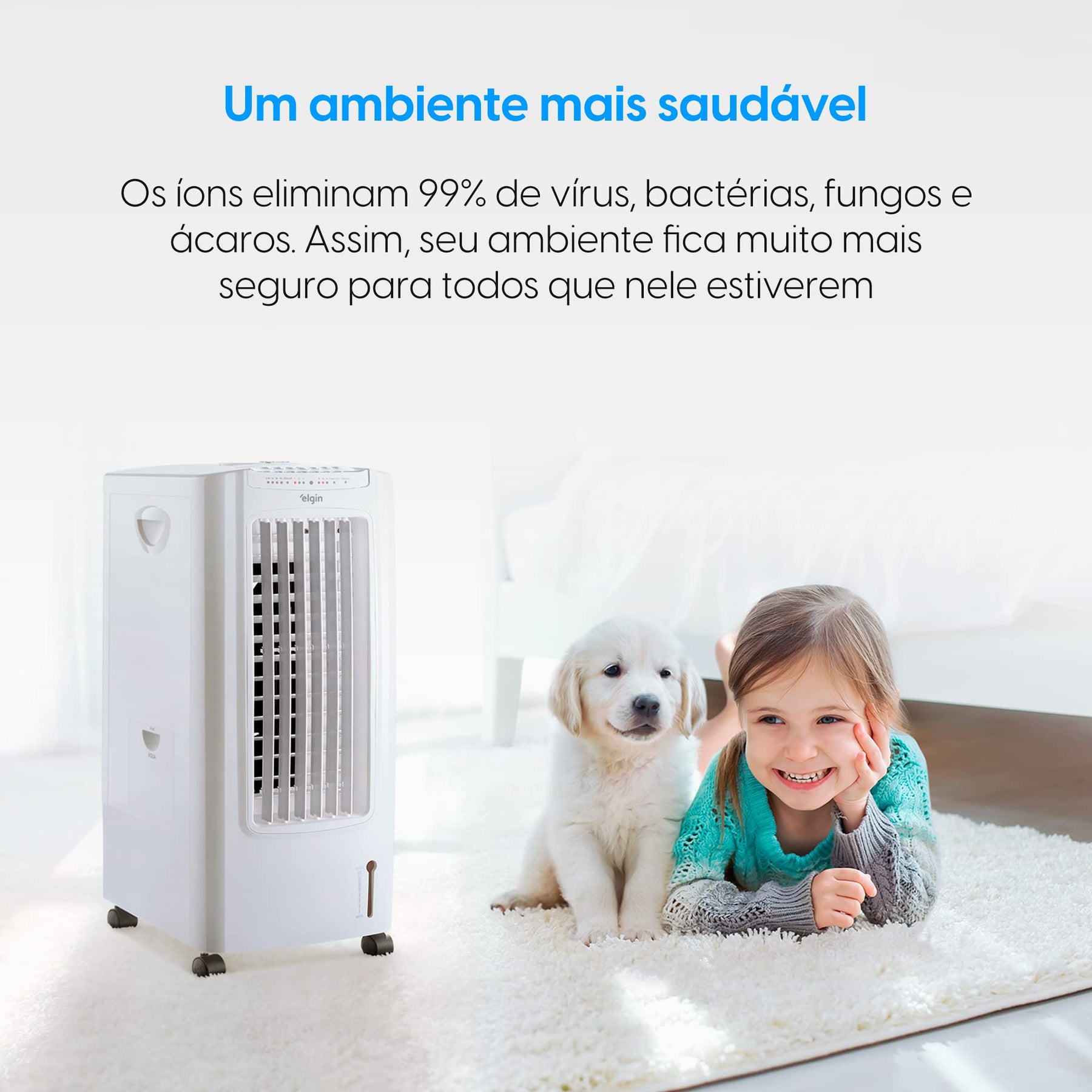 Climatizador de Ar Portátil FCE 3 em 1 Elgin Branco 7,5 Litros 220V - Climatiza, ventila e ioniza o ar