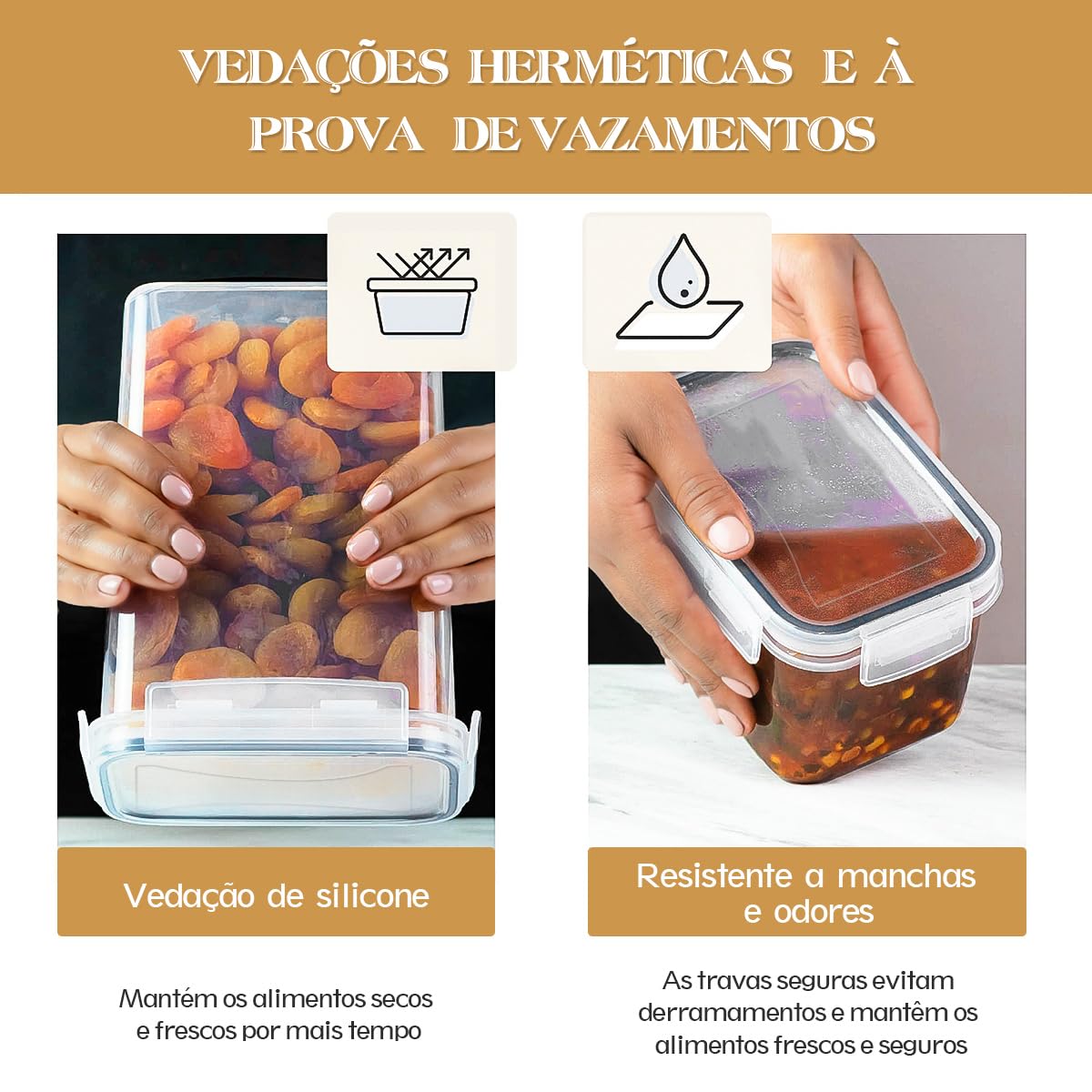 Kit 15 Potes Tampa Hermético Porta Alimentos Mantimentos Armário Cozinha (Kit 15)