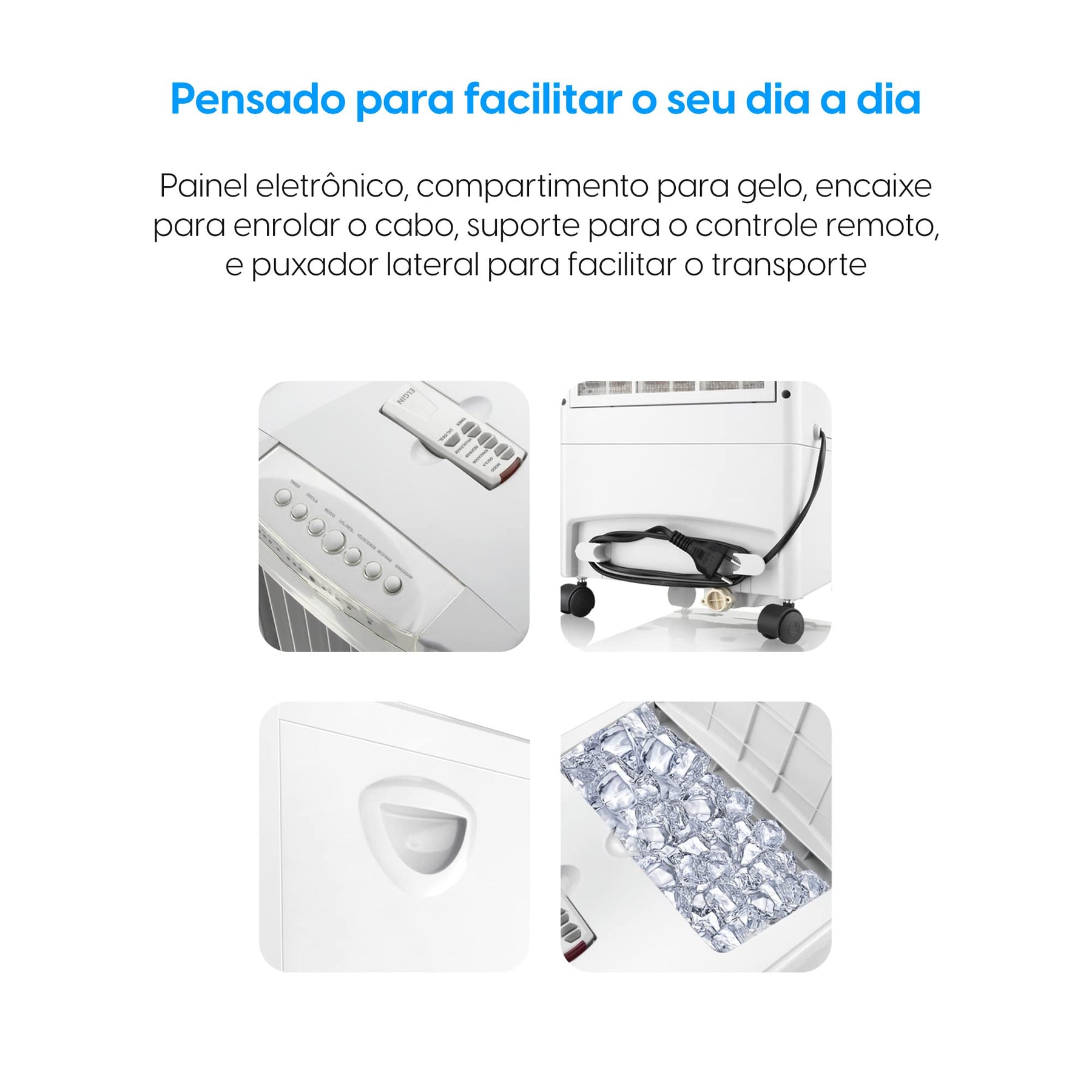 Climatizador de Ar Portátil FCE 3 em 1 Elgin Branco 7,5 Litros 220V - Climatiza, ventila e ioniza o ar
