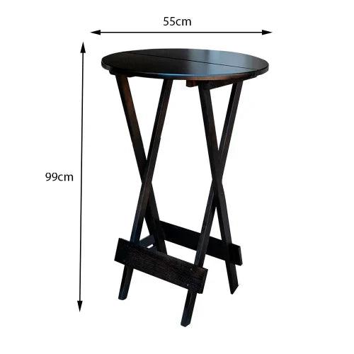 [LÍQUIDA DEZEMBRO] - Kit Mesa Bistrô de Madeira Dobrável com 3 Banquetas - Tabaco - Casa Amarela