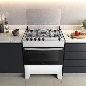 5 Bocas Branco com Mesa Inox Atlas Atenas Bivolt