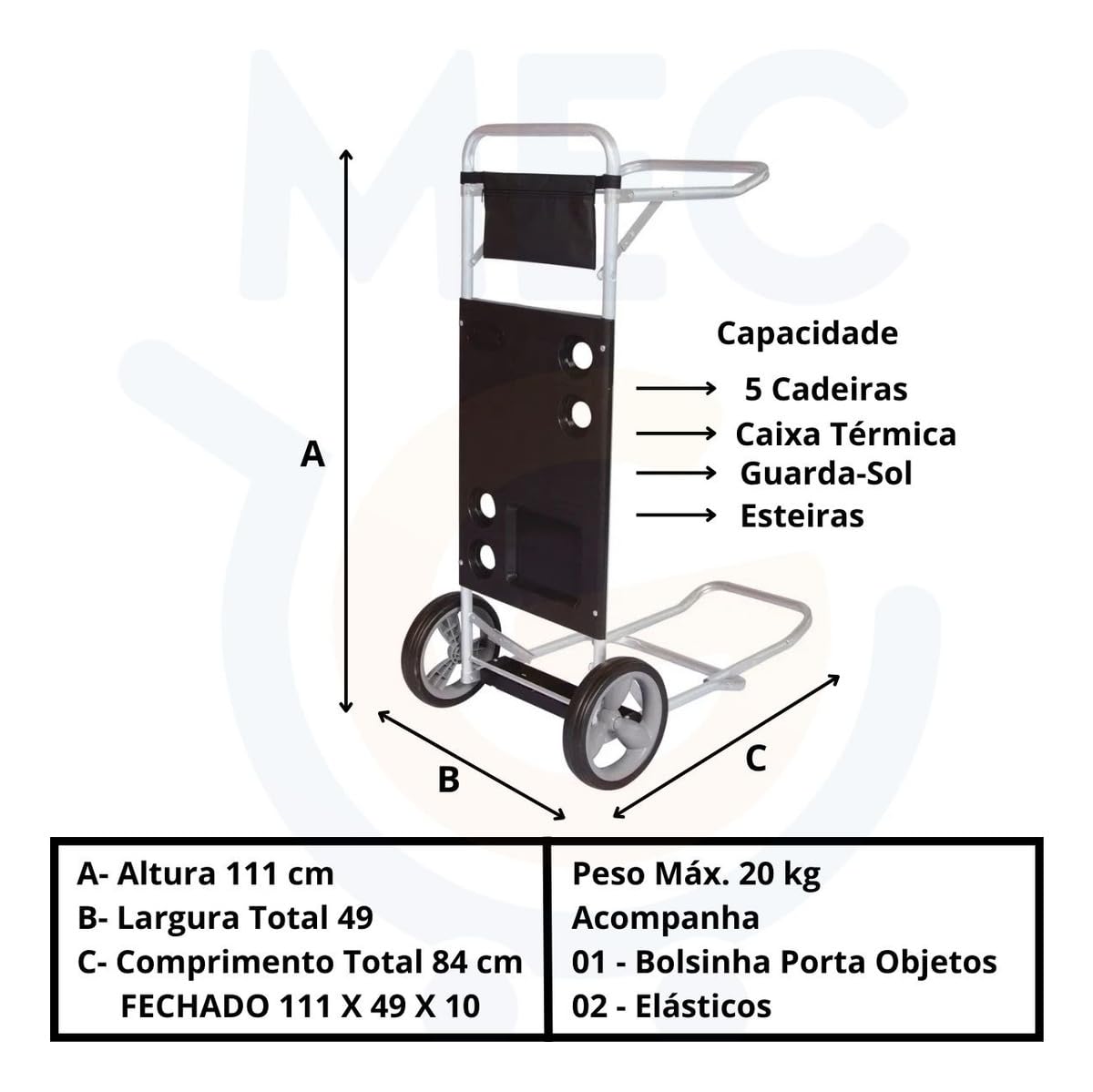 Mor - Carrinho De Praia Com Avanço Preto