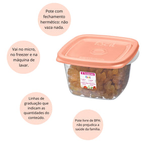 Conjunto com 11 Potes Plásticos Herméticos, Tampa Fácil, 530ml, 785ml e 800ml - Sanremo Cor:Sortido