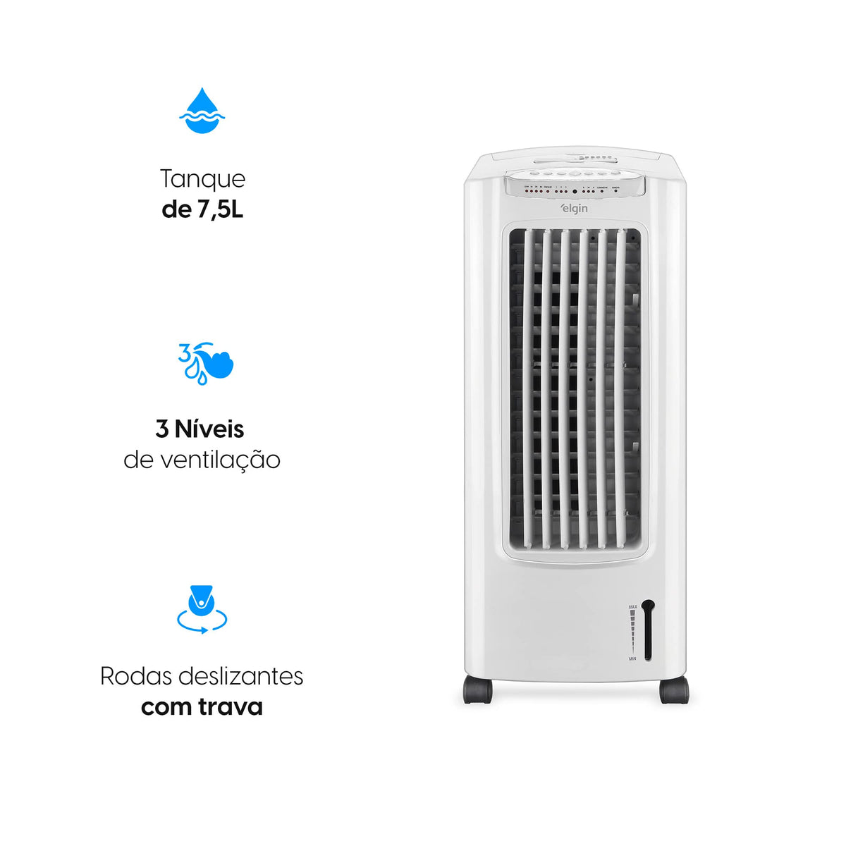 Climatizador de Ar Portátil FCE 3 em 1 Elgin Branco 7,5 Litros 220V - Climatiza, ventila e ioniza o ar