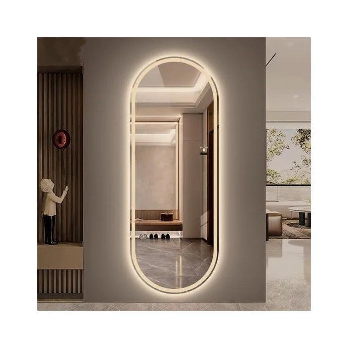 Espelho jateado Oval Iluminado com led quente - 60x150cm Woodglass oval - Casa Amarela