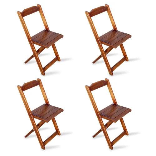 Conjunto de Mesa 60x60 e Mesa Aparador Dobrável com 4 Cadeiras Bar Restaurante - Imbuia - Casa Amarela