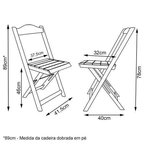 Conjunto de Mesa 60x60 e Mesa Aparador Dobrável com 4 Cadeiras Bar Restaurante - Imbuia - Casa Amarela
