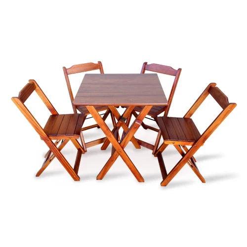 [LÍQUIDA DEZEMBRO] - Conjunto de Mesa 70x70 Dobrável com 4 Cadeiras para Área Gourmet - Mel - Casa Amarela