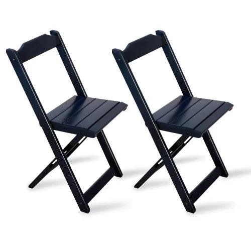 [LÍQUIDA DEZEMBRO] - Conjunto de Mesa Dobrável 60x60 com 2 Cadeiras Preto - Casa Amarela