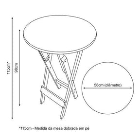 Mesa Bistrô Dobrável de Madeira Redonda Preta - Casa Amarela