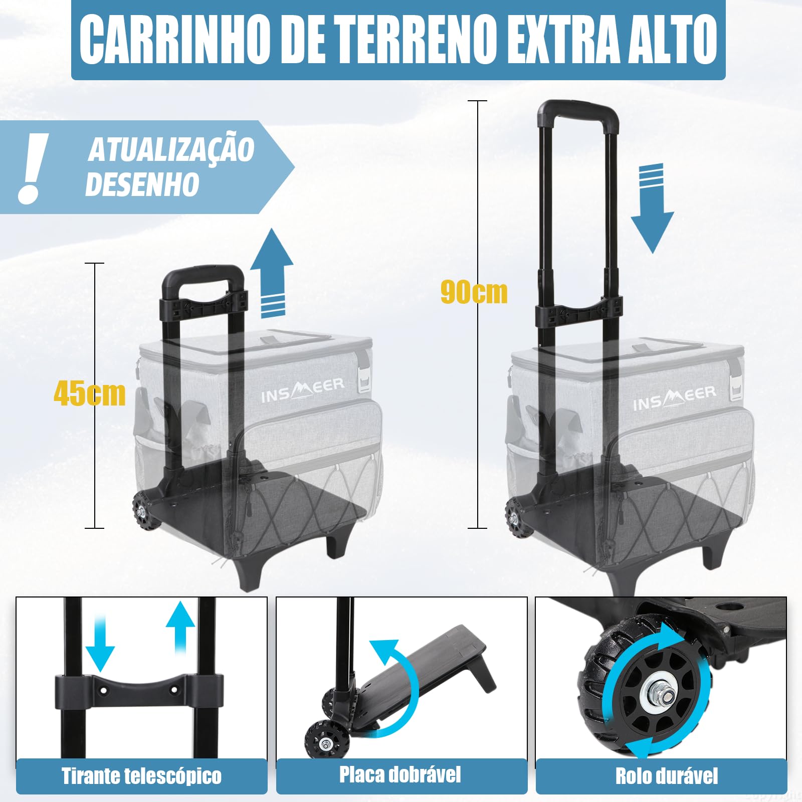 INSMEER Coolers e Bolsas Térmicas Com Rodas - 40 Litros.