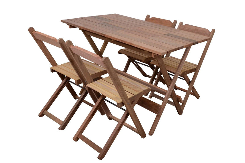 [LÍQUIDA DEZEMBRO] - CONJUNTO DOBRÁVEL 120X70 COM 4 CADEIRAS EM MADEIRA NOBRE - Casa Amarela