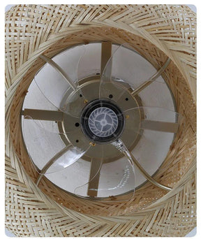 Luminária com Ventilador de teto moderno em Bambu - ZenithBreeze - Bambu Breeze Edition - Casa Amarela