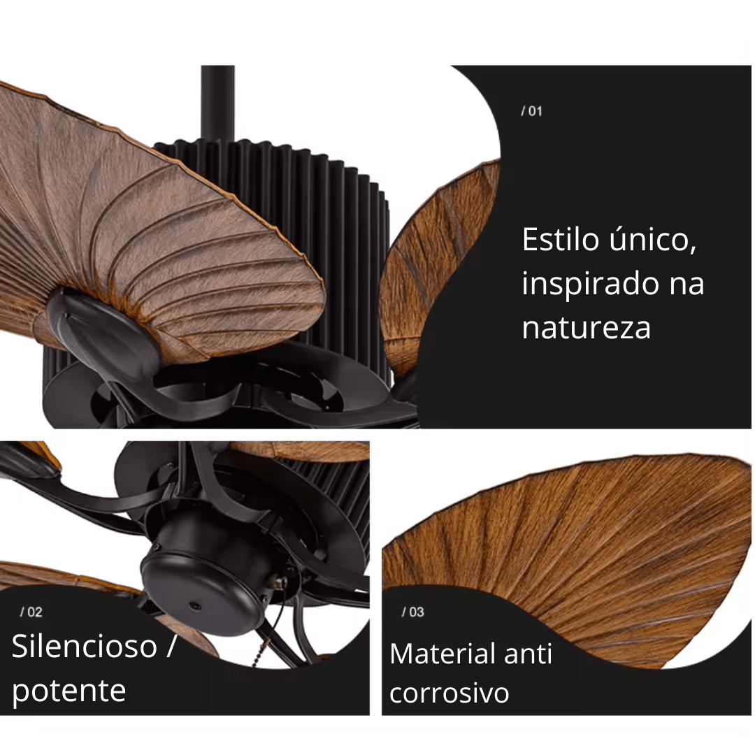 Ventilador de teto moderno Potente - ZenithBreeze NatureWave - Casa Amarela