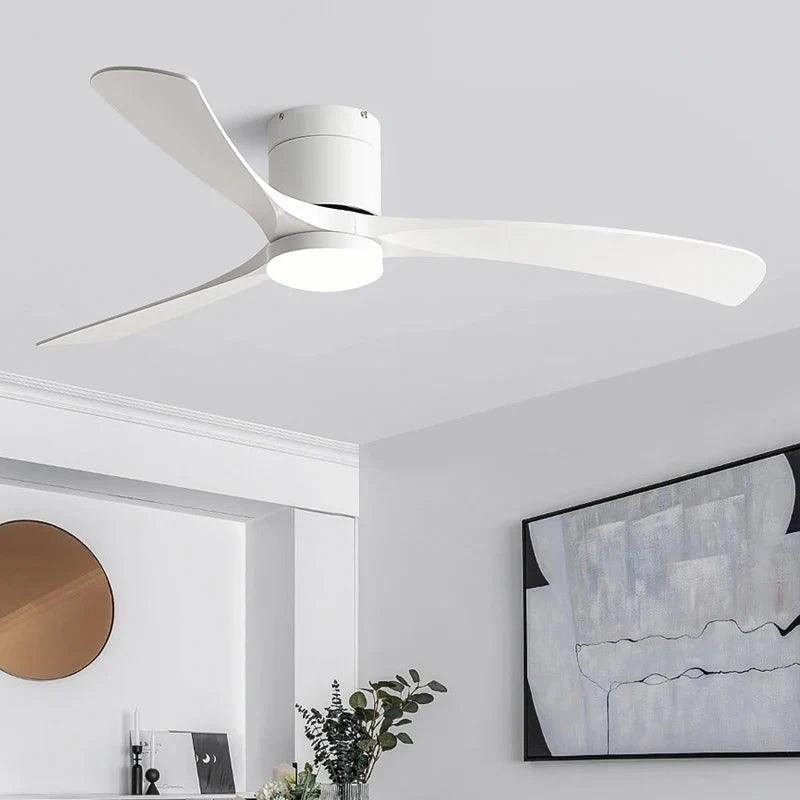 Ventilador de teto moderno com Iluminação e Controle Remoto - ZenithBreeze X2 - Casa Amarela