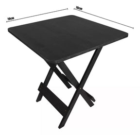 [LÍQUIDA DEZEMBRO] - Conjunto de Mesa Dobrável 70x70 com 4 Cadeiras de Madeira - Preto - Casa Amarela