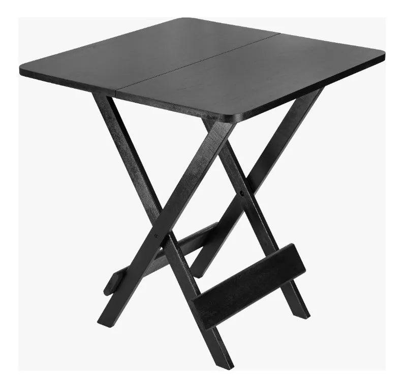 [LÍQUIDA DEZEMBRO] - Conjunto de Mesa Dobrável 70x70 com 4 Cadeiras de Madeira - Preto - Casa Amarela