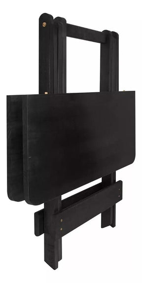 [LÍQUIDA DEZEMBRO] - Conjunto de Mesa Dobrável 70x70 com 4 Cadeiras de Madeira - Preto - Casa Amarela