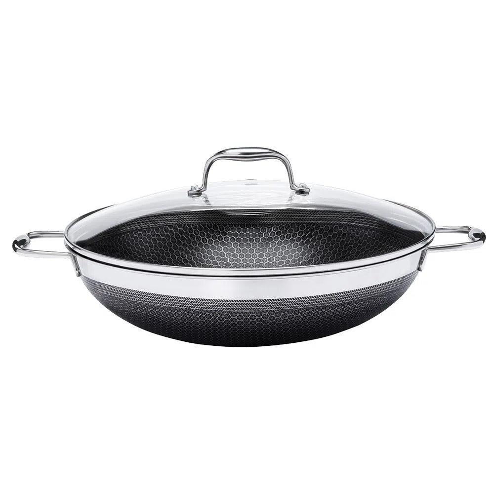 CAÇAROLA WOK EM AÇO INOX 34 CM HIVE - Casa Amarela