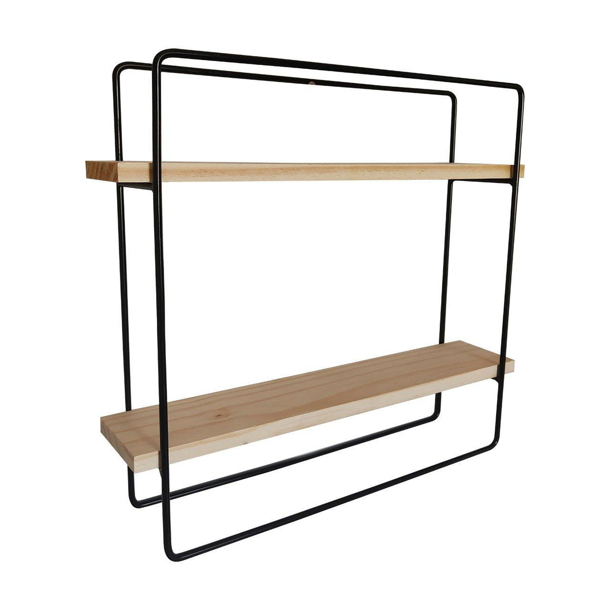 Nicho Prateleira Quadrada Metal Preto E Madeira 40Cmx40Cm - Casa Amarela