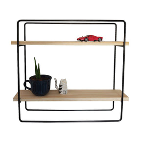 Nicho Prateleira Quadrada Metal Preto E Madeira 40Cmx40Cm - Casa Amarela