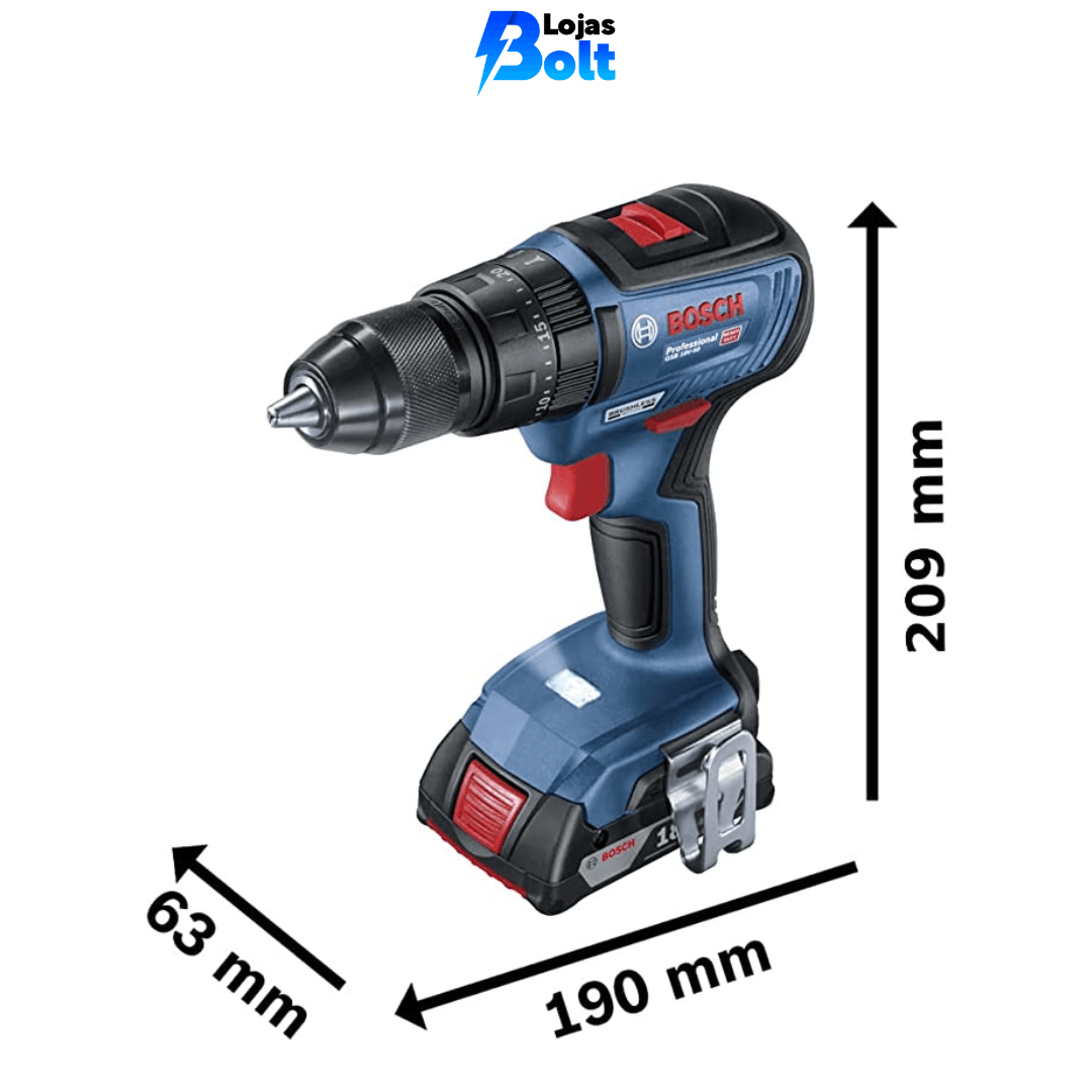 Parafusadeira Furadeira Bosch GSB 18V-50 com 2 baterias, 1 carregador + Brinde - Casa Amarela