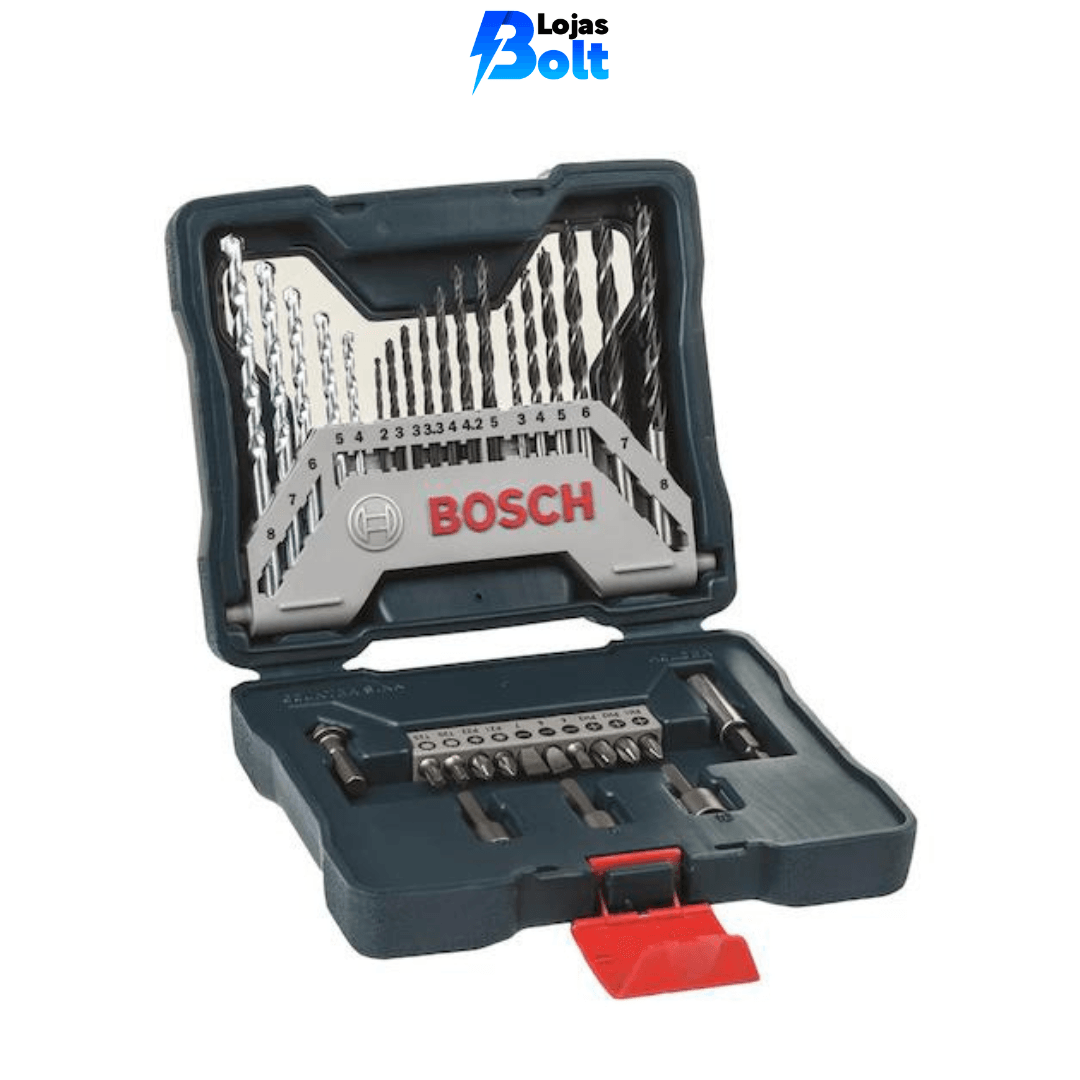 Parafusadeira Furadeira Bosch GSB 18V-50 com 2 baterias, 1 carregador + Brinde - Casa Amarela