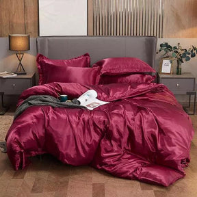 Conjunto de Roupas de Cama de Cetim Funnry™ - 4 unidades SUPER SOFT - Casa Amarela