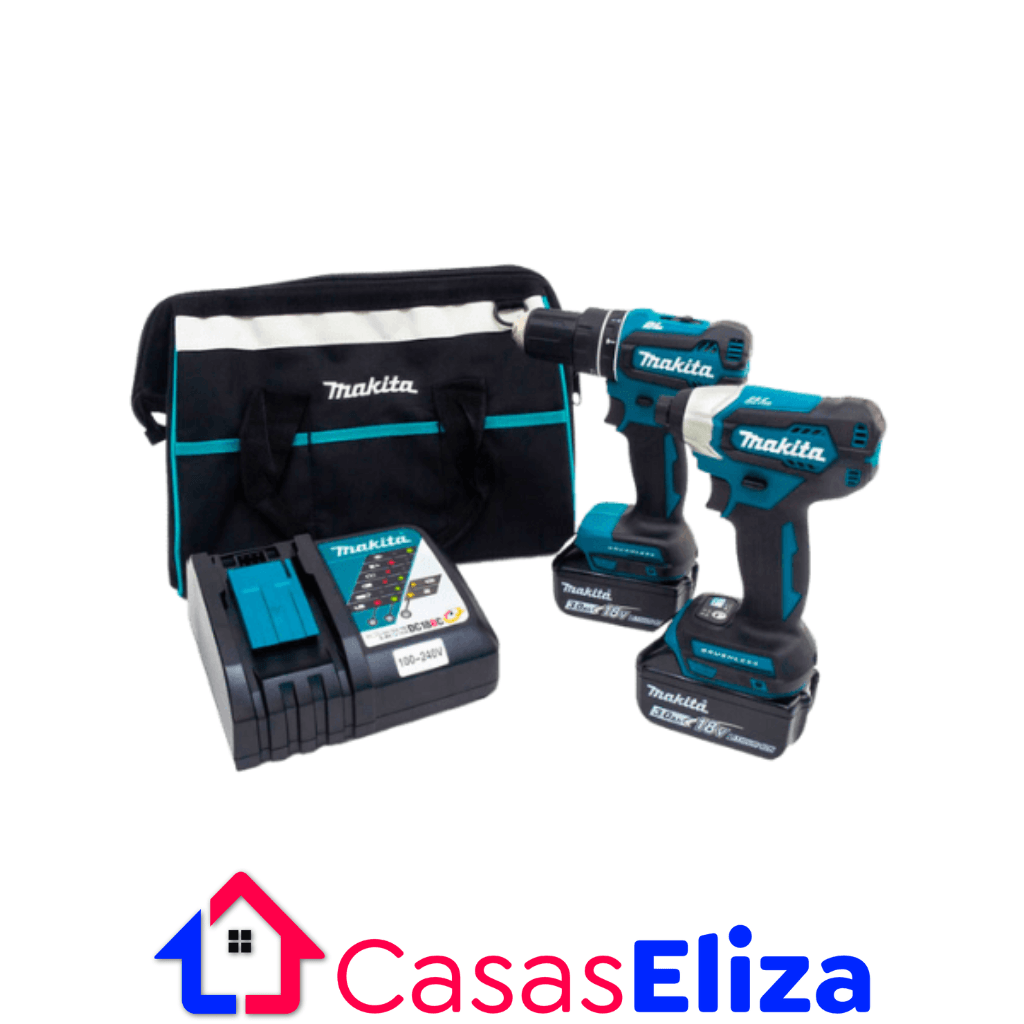 Parafusadeira + Chave De Impacto A Bateria 18v Combo Brushless Dlx2286x-P Makita - Casa Amarela